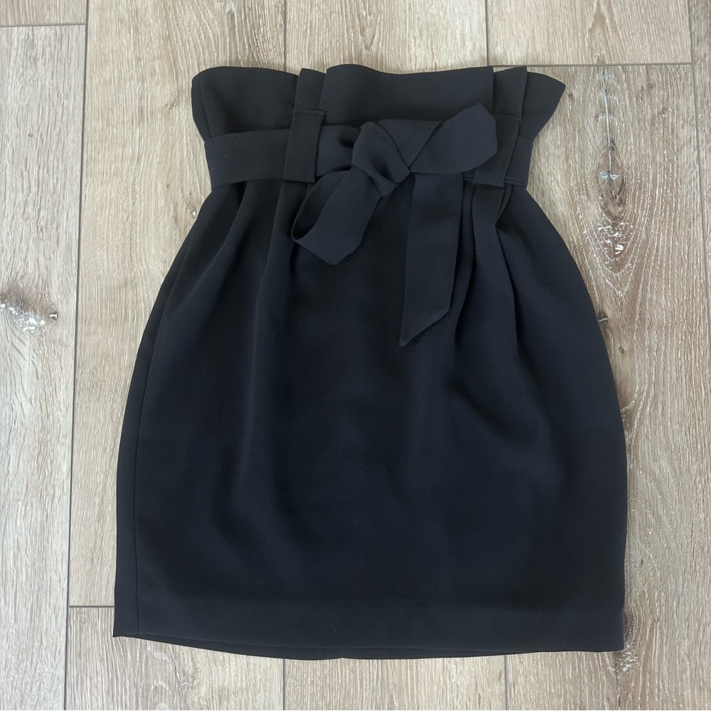 Express Black Mini Skirt Adjustable Tie Waist Business Skirt Work Skirt 0